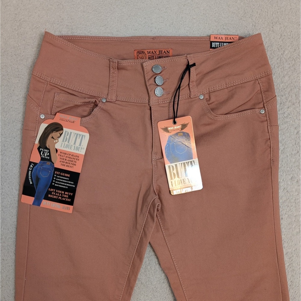 NEW Wax Jean Butt I Love You Pink Cotton Blend Pants Stretch Sz 5 Sexy NWT